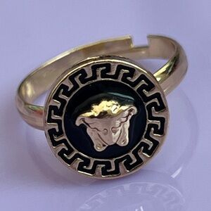 Gold and Black Medusa Ring